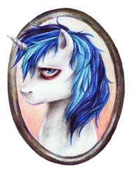 Size: 1634x2171 | Tagged: safe, artist:sinsofjoy, shining armor, pony, unicorn, bloodshot eyes, bust, father, messy mane, portrait, solo, traditional art