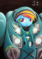 Size: 1600x2215 | Tagged: safe, artist:jet-ann, rainbow dash, pegasus, pony, crossover, marine, starcraft