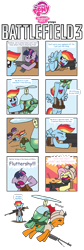 Size: 900x2668 | Tagged: safe, artist:inspectornills, fluttershy, rainbow dash, tank, twilight sparkle, pegasus, pony, battlefield, battlefield 3, comic, gun