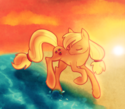 Size: 800x693 | Tagged: safe, artist:miniyuna, applejack, earth pony, pony, eyes closed, running, solo