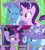 Size: 406x454 | Tagged: safe, derpibooru import, screencap, starlight glimmer, trixie, twilight sparkle, twilight sparkle (alicorn), alicorn, pony, unicorn, no second prances, counterparts, discovery family logo, female, magical trio, mare, text, twilight's counterparts