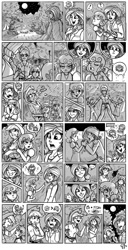 Size: 1024x2000 | Tagged: safe, artist:glancojusticar, apple bloom, applejack, rarity, sweetie belle, sisterhooves social, comic, humanized, monochrome