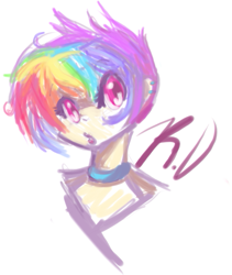 Size: 501x593 | Tagged: safe, artist:babehsbby, rainbow dash, bust, humanized, makeup, portrait, solo