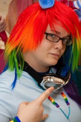 Size: 2592x3888 | Tagged: safe, rainbow dash, human, cosplay, glasses, irl, irl human, photo, rainbow dork