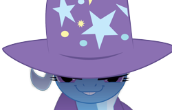 Size: 1124x720 | Tagged: safe, artist:jongoji245, derpibooru import, edit, editor:reb4ham, trixie, pony, unicorn, no second prances, bucktooth, faic, female, kubrick stare, mare, simple background, solo, transparent background, trixie's glare, vector