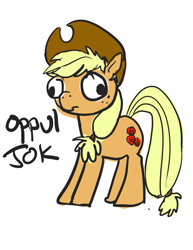 Size: 695x900 | Tagged: safe, artist:aphexangel, applejack, earth pony, pony, derp, simple background, solo