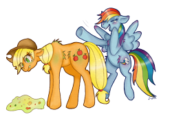 Size: 800x600 | Tagged: safe, artist:pony-untastic, applejack, rainbow dash, earth pony, pegasus, pony, cider, simple background, transparent background, vomit