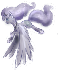 Size: 883x1088 | Tagged: safe, artist:london13ridges, princess luna, alicorn, pony, female, flying, horn, mare, solo