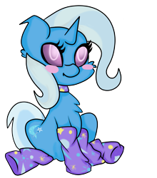 Size: 2200x2500 | Tagged: safe, artist:velvet-frost, derpibooru import, trixie, pony, unicorn, blushing, clothes, female, mare, simple background, socks, solo, transparent background