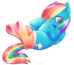 Size: 756x661 | Tagged: safe, artist:crispycreme, rainbow dash, pegasus, pony, clothes, socks, solo, striped socks