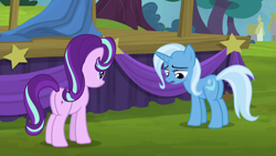 Size: 1280x720 | Tagged: safe, derpibooru import, screencap, starlight glimmer, trixie, pony, no second prances, female, mare, plot