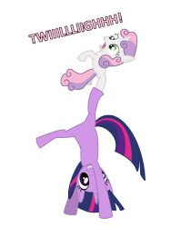 Size: 3000x4000 | Tagged: safe, artist:sintakhra, sweetie belle, twilight sparkle, absurd resolution, handstand