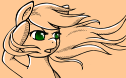 Size: 900x560 | Tagged: safe, artist:marikaefer, applejack, earth pony, pony, female, loose hair, mare, solo