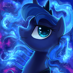 Size: 3000x3000 | Tagged: safe, artist:jedayskayvoker, princess luna, alicorn, pony, bust, portrait, solo