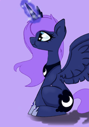 Size: 1000x1414 | Tagged: safe, artist:bitsn, princess luna, alicorn, pony, female, horn, mare, simple background, solo