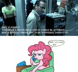 Size: 600x550 | Tagged: safe, pinkie pie, earth pony, pony, exploitable meme, meme, phone, phone booth, phone meme