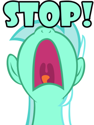 Size: 500x660 | Tagged: safe, artist:sintakhra, lyra heartstrings, lyra is not amused, nose in the air, reaction image, solo, stahp, stop, uvula