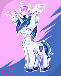 Size: 2900x3600 | Tagged: safe, artist:guillermina88, princess flurry heart, shining armor, pony, unicorn, chest fluff, ear fluff, eyes closed, father and child, father and daughter, male, parent and child, smiling, spread wings