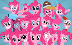 Size: 1681x1050 | Tagged: safe, artist:doctor-g, pinkie pie, earth pony, pony, collage, facial expressions, female, mare, pink coat, pink mane