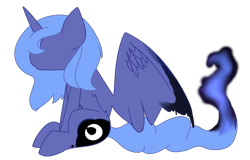 Size: 1250x800 | Tagged: safe, artist:lunar-march, nightmare moon, princess luna, alicorn, pony, s1 luna, simple background, sitting, solo, transformation, transparent background