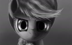 Size: 1920x1200 | Tagged: safe, artist:cesiummagnesium, applejack, earth pony, pony, dreamworks face, monochrome, smirk, solo