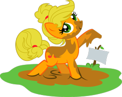 Size: 1102x879 | Tagged: safe, artist:kennyklent, applejack, earth pony, pony, alternate hairstyle, female, mare, mud