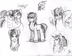 Size: 3300x2549 | Tagged: safe, artist:marvelousqueen, shining armor, star swirl the bearded, twilight sparkle, pony, unicorn, fanfic art, monochrome