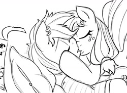 Size: 1280x940 | Tagged: safe, artist:sweethd, applejack, rainbow dash, earth pony, pegasus, pony, appledash, female, kissing, lesbian, piercing, shipping