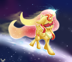 Size: 1500x1285 | Tagged: safe, artist:sintakhra, sunset shimmer, alicorn, pony, equestria girls, friendship games, crying, daydream shimmer, ethereal mane, shimmercorn, solo