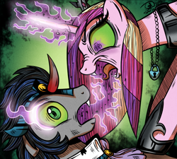 Size: 638x574 | Tagged: safe, artist:gray--day, king sombra, princess cadance, alicorn, pony, unicorn, dark magic, evil cadance, former good king sombra, magic, role reversal, sombra eyes