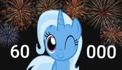 Size: 418x240 | Tagged: safe, derpibooru import, edit, trixie, pony, unicorn, 60000, adorable face, cute, derpibooru, diatrixes, female, happy, mare, meta, milestone, one eye closed, solo, wink, winking at you