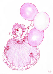 Size: 900x1260 | Tagged: safe, artist:kgx347, pinkie pie, balloon, humanized, sketch