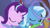 Size: 1280x720 | Tagged: safe, derpibooru import, screencap, discord, starlight glimmer, trixie, pony, unicorn, celestial advice, duo focus, equestrian pink heart of courage, eyes closed, head out of frame, implied princess luna, levitation, magic, offscreen character, telekinesis