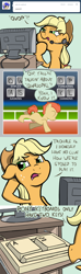 Size: 650x2200 | Tagged: safe, artist:flavinbagel, applejack, earth pony, pony, ask gamer ponies, keyboard, pony keyboard, qwop