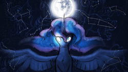 Size: 4000x2250 | Tagged: safe, artist:dragonwolfrooke, princess luna, alicorn, pony, constellation, looking at you, mare in the moon, moon, stars