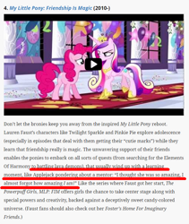 Size: 672x795 | Tagged: safe, edit, edited screencap, screencap, pinkie pie, princess cadance, queen chrysalis, alicorn, changeling, changeling queen, earth pony, pony, a canterlot wedding, anti-brony, av club, cowboy bebop at his computer, fail, fake cadance, hater, politics in the comments, possible spoilers, text