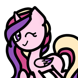 Size: 540x540 | Tagged: safe, artist:askopera--pony, princess cadance, alicorn, pony, smiling, solo, wink