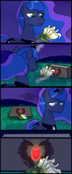 Size: 1000x2400 | Tagged: safe, artist:phoenix-mask, princess luna, oc, alicorn, pony, comic, grave, gravestone, sad