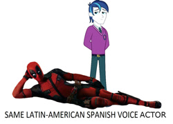 Size: 1000x720 | Tagged: safe, shining armor, equestria girls, deadpool, exploitable meme, latin american, meme, pepe antonio macias, same voice actor