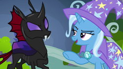 Size: 1280x720 | Tagged: safe, derpibooru import, screencap, pharynx, trixie, to change a changeling