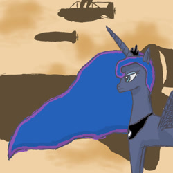 Size: 1000x1000 | Tagged: safe, artist:nagmeister, princess luna, alicorn, pony, airship, female, horn, mare, solo