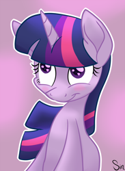 Size: 740x1010 | Tagged: safe, artist:sintakhra, twilight sparkle, pony, unicorn, blushing, cute, female, mare, outline, simple background, sitting, smiling, solo, twiabetes