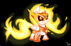 Size: 2729x1761 | Tagged: safe, artist:sintakhra, daybreaker, alicorn, armor, chibi, diabreaker, female, solo