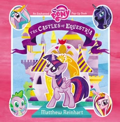 Size: 1023x1037 | Tagged: safe, princess cadance, princess celestia, princess luna, spike, twilight sparkle, twilight sparkle (alicorn), alicorn, dragon, pony, book, canterlot, cover, female, mare