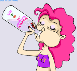 Size: 570x521 | Tagged: safe, artist:hellarmy, pinkie pie, .mov, drunk, drunkie pie, humanized, party.mov