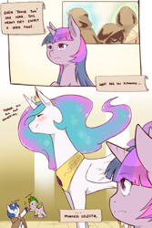 Size: 1280x1920 | Tagged: safe, artist:cold-blooded-twilight, princess celestia, shining armor, spike, twilight sparkle, alicorn, dragon, pony, unicorn, comic:cold storm, comic, explicit source, high five