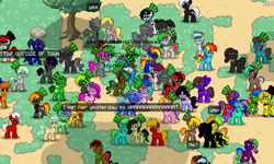 Size: 1036x622 | Tagged: safe, princess luna, rainbow dash, rarity (g3), oc, alicorn, pegasus, pony, food, hat, melon, pony town, tree, vanna melon, vannamelon, xk-class end-of-the-world scenario