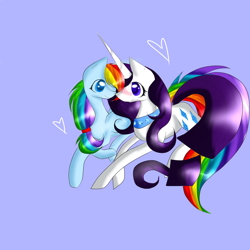 Size: 2500x2500 | Tagged: safe, artist:smilethekitty, rainbow dash, rarity, pegasus, pony, unicorn, collar, cutie mark collar, female, heart, lesbian, raridash, shipping