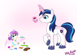 Size: 700x500 | Tagged: safe, artist:wubcakeva, princess flurry heart, shining armor, pony, unicorn, cute, diabetes, father and child, father and daughter, flurrybetes, hnnng, male, parent and child, weapons-grade cute