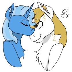 Size: 768x768 | Tagged: safe, artist:slushpuppies1483, derpibooru import, prince blueblood, trixie, pony, unicorn, bluetrix, female, male, mare, nuzzling, shipping, stallion, straight